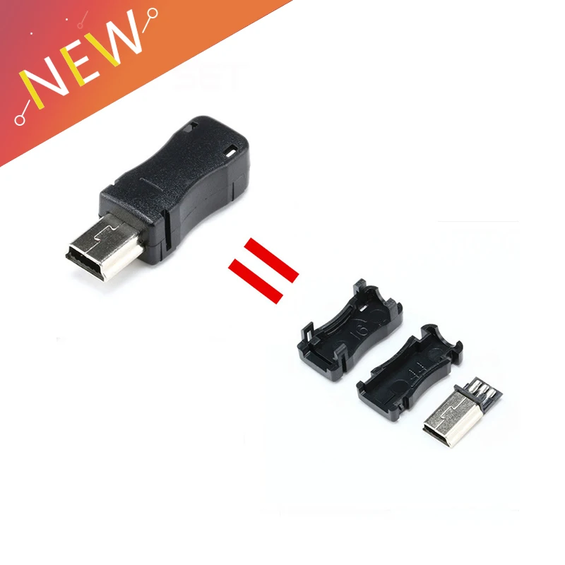 10Pcs Micro USB 5 Pin Right Angle Male Plug Socket Connector/& Plastic Cover