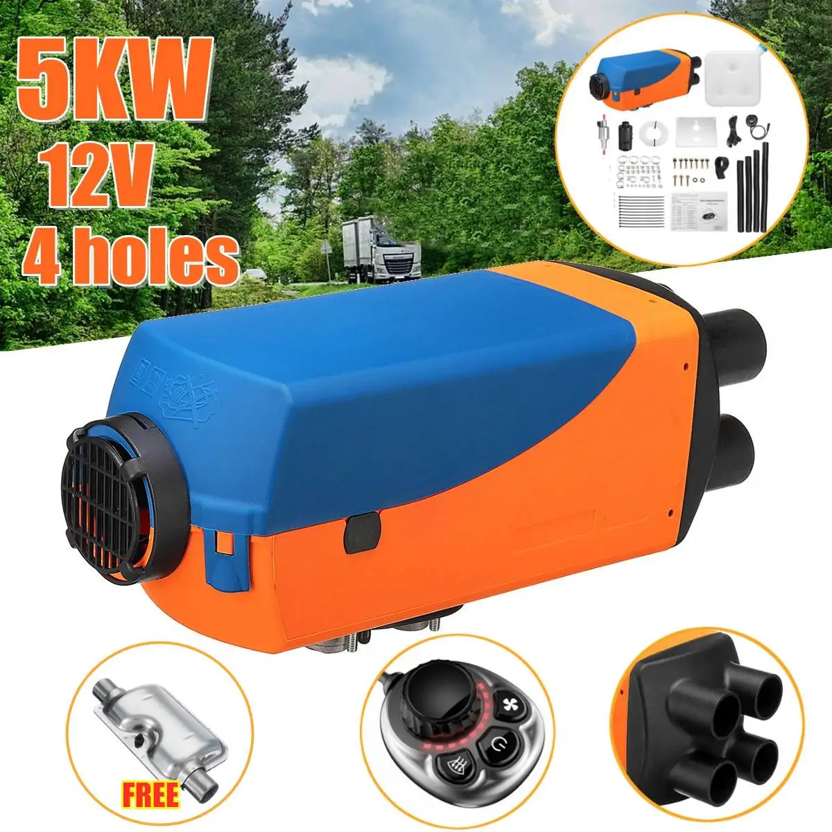 

12V 5KW Car Parking Air Diesels Fuel Heater Knob Switch 5000W Car Heater for RV Boats Motorhome Trucks Trailer