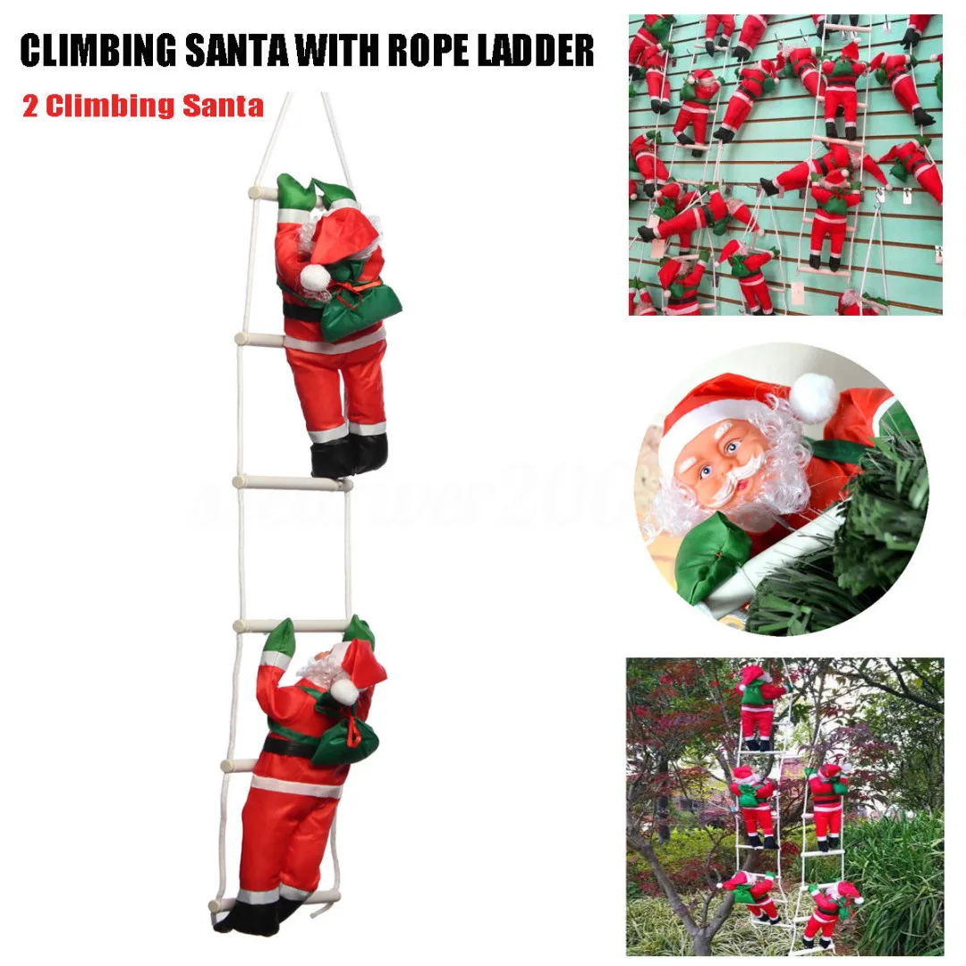 2018 Newest Climbing Santa Claus With Rope Ladder Christmas  Outdoor Indoor Decoration