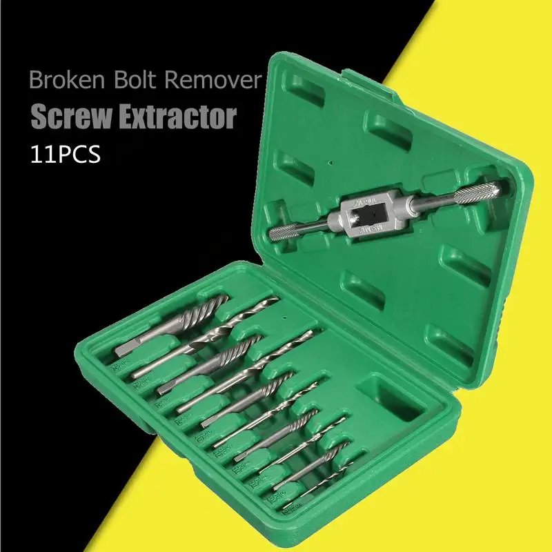 

11pcs Damaged Screw Extractor Drill Bits Guide Set Broken Speed Out Easy out Bolt Stud Stripped Screw Remover Tool