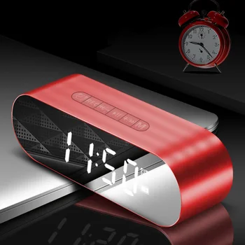 

LED Alarm Clock with FM Radio Wireless Bluetooth Speaker Mirror Display USB Charging Music Player Wireles Digital Alarm Clock