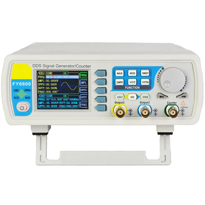 

FY6800 2-Channel DDS Arbitrary Waveform Signal Generator 14bits 250MSa/s Sine Square Frequency Meter VCO Modulation