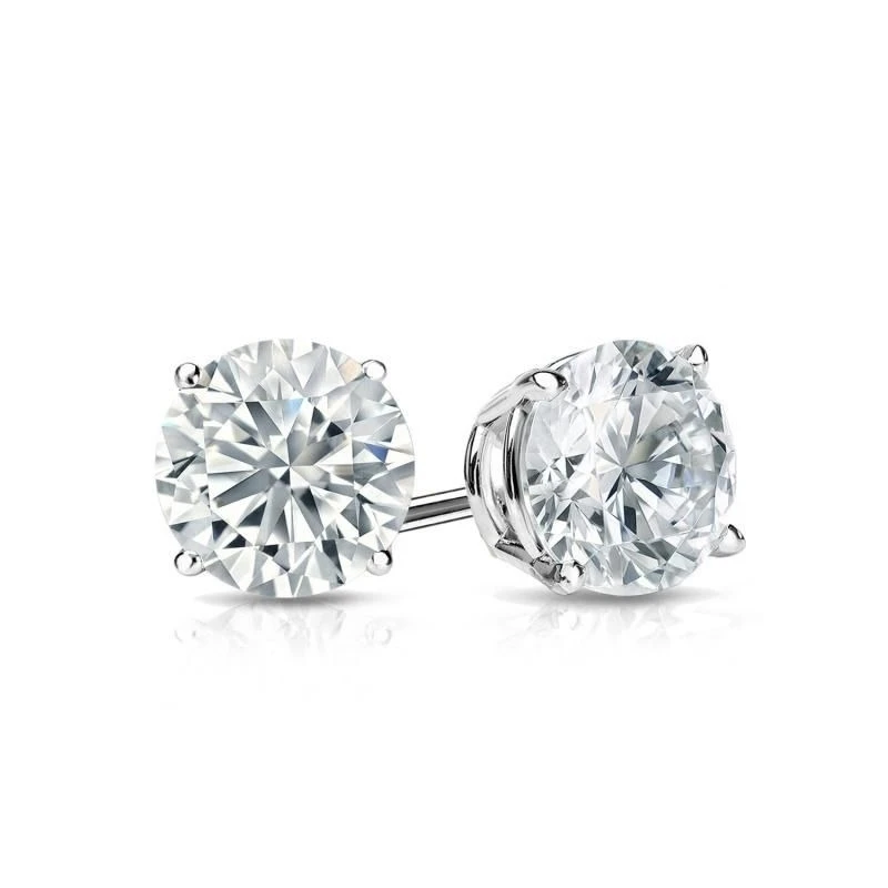 14 k White Gold 4 зубцами круглая корзина серьги гвоздики с бриллиантами 0 75 карат tw (G H