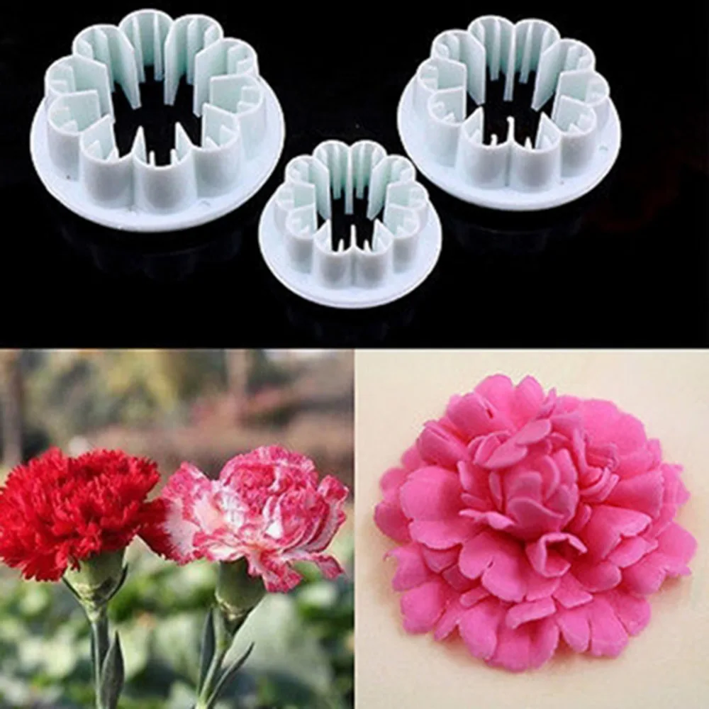 

3Pcs/Set Blossom Carnation Flower cookie cutter plunger Fondant Cake Sugarcraft Gum Pastry Party Cake Decorating Tools
