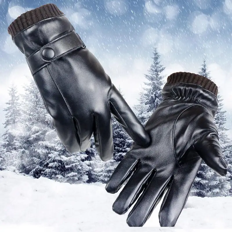 Мужские перчатки для сенсорного экрана осень-зима имитация кожи PU кожа плюс бархатный винт дизайн наружные ездовые перчатки для вождения