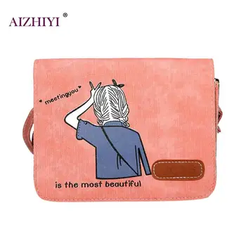 

Cute Cartoon for Teenage Girls Small Youth Square Bag Women PU Flap Messager Casual Shoulder Simple Crossbody Bag