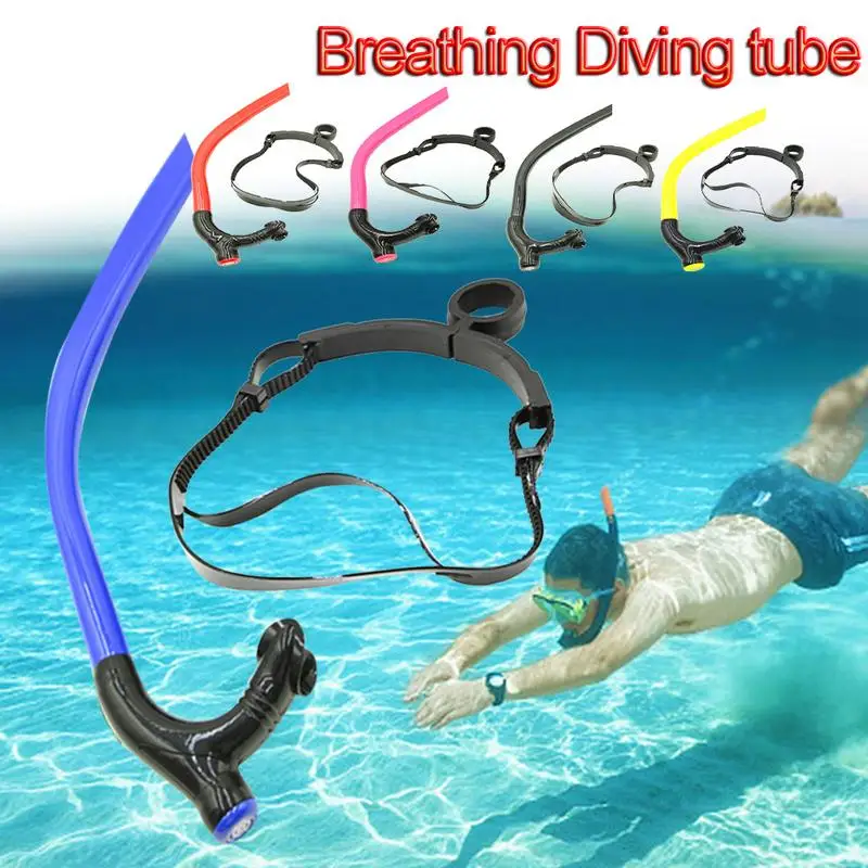 

Diving Snorkeling Tube Front Snorkel with Adjustable Holder Silicone Air Breathing Swimming Underwater Snorkel for Adult