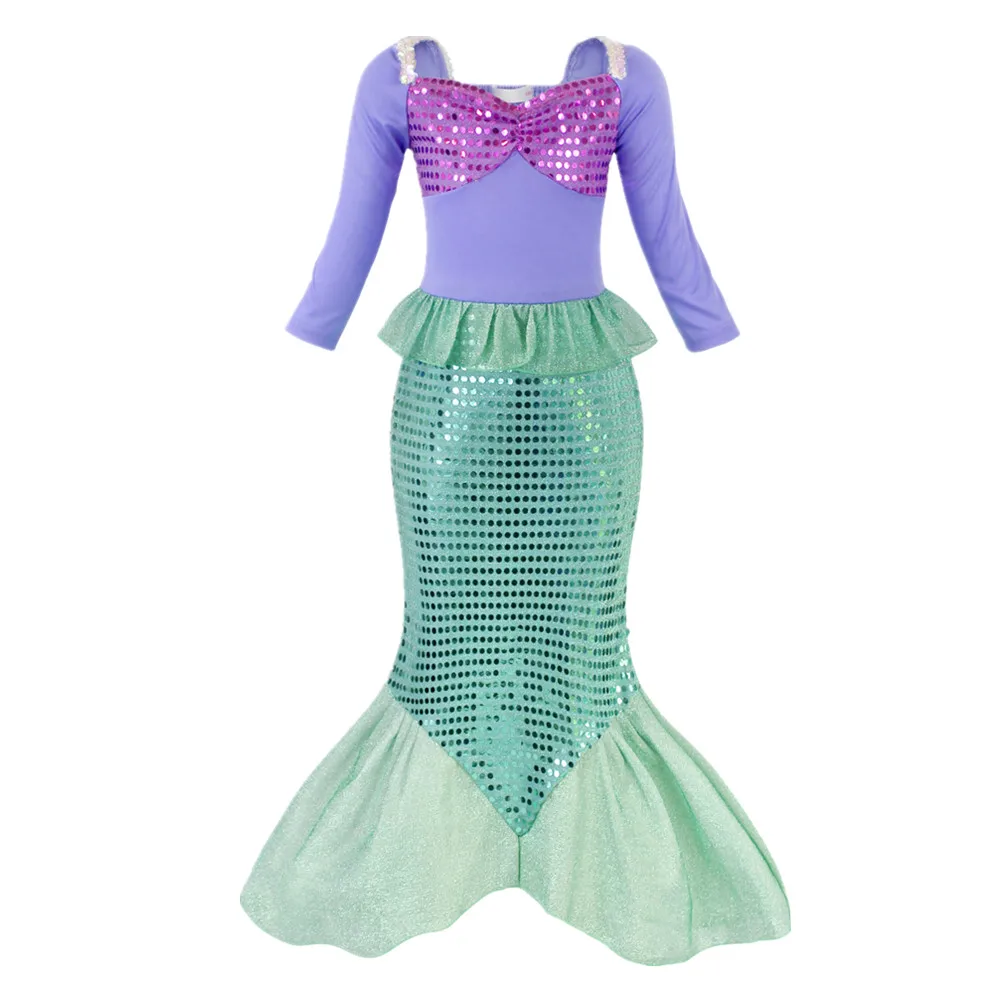 

AmzBarley Girls Little Mermaid Princess Ariel Costume Sequins Cosplay Dress Up Fancy Party Gown Dress Kid baby girl Clothing
