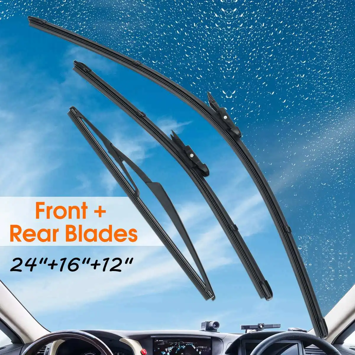 

24+15+12 Front Rear Wiper Windshield Blades For Nissan For Qashqai 2007 2008 2009 2010 2012 2013 Car Window Wiper Blade