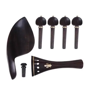 

7pcs/set Ebony Violin Chinrest Tailpiece Endpin Pegs Violin DIY Parts Accessories Z65
