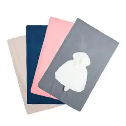 120*75 см Вязание новорожденных Одеяло ручной работы из смешанной шерсти мягкие детское одеяло для новорожденных мультфильм кролик детские