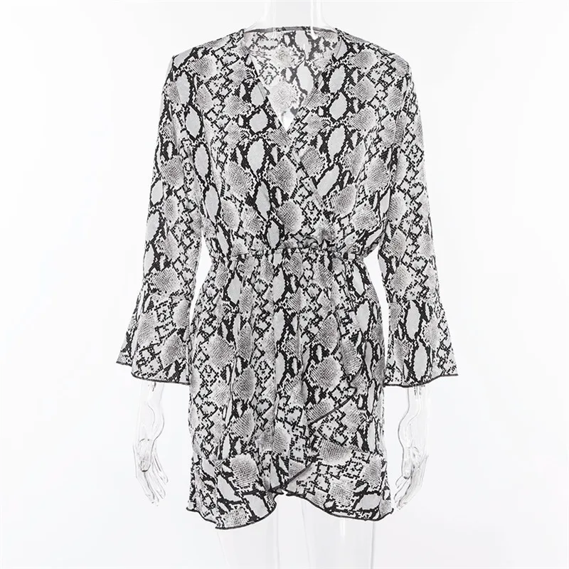 Snake Print Dress 2018 Autumn Spring Women Sexy V Neck Long Sleeve Party Mini Bodycon Snakeskin Elegant Party Short Dresses Snake Print Dress 2018 Autumn Spring Women Sexy V Neck Long Sleeve Party Mini Bodycon Snakeskin Elegant Party Short Dresses