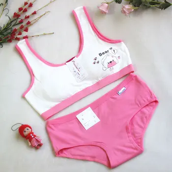 

Girls Puberty Bra Set Children's Underwear Without Steel Ring Candy Color Training Bras for Teenagers Cotton Sport Underwear Set