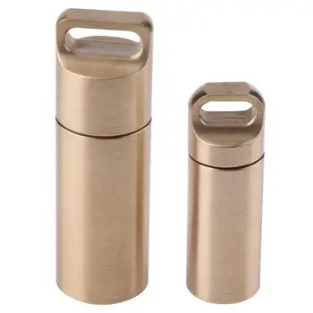 

1pc High Quality Pill Case Waterproof Brass Pill Box Metal Medicine Bottle Drug Holder Pill Container Case Keychain Gifts