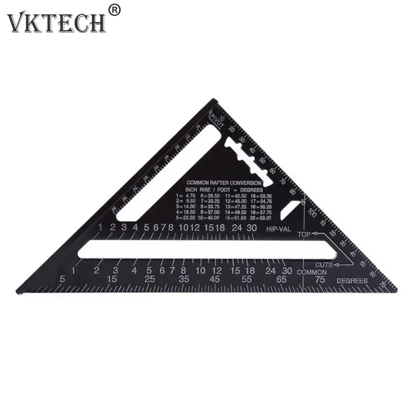 

7/12 inch Angle Ruler Metric Aluminum Alloy Triangular Measuring Ruler Woodwork Speed Square Triangle Angle Protractor Trammel