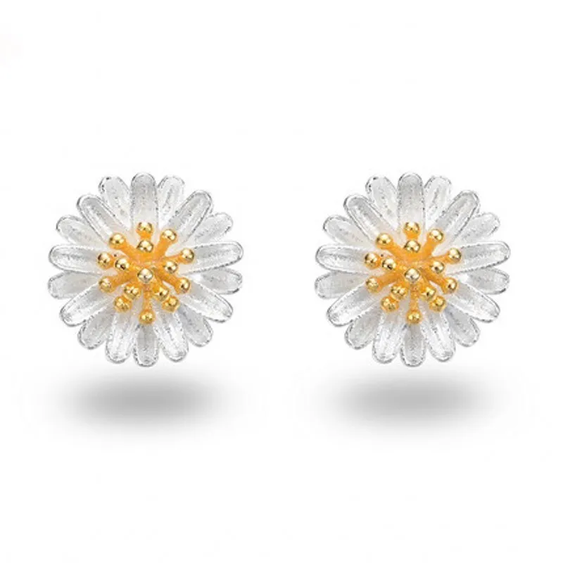 

Korean Concise Small Fresh Earring The Sun FLOWER Daisy Ear Nail Defence Allergy CHA811 xiangl silver 925 jewelry bijoux femme