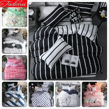 

Classical Black White Stripe Duvet Cover 3/4 Pcs Bedding Set Adult Kid Soft Cotton Bed Linen Single Full Queen King Size 220x240