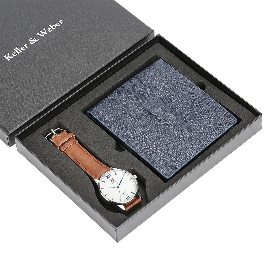 

Wallet Watch Gift Set Quartz Mens Watches reloj masculino Minimalist Watch for Men Luxury Wristwatches Gifts Father Boyfriend