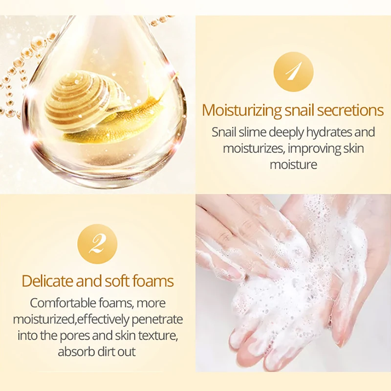 BEOTUA Snail Anti Aging Facial Cleanser Wrinkle Reduce Shrink Pores Oil-control Hydrating Whitening Moisturizing Deep Cleaning