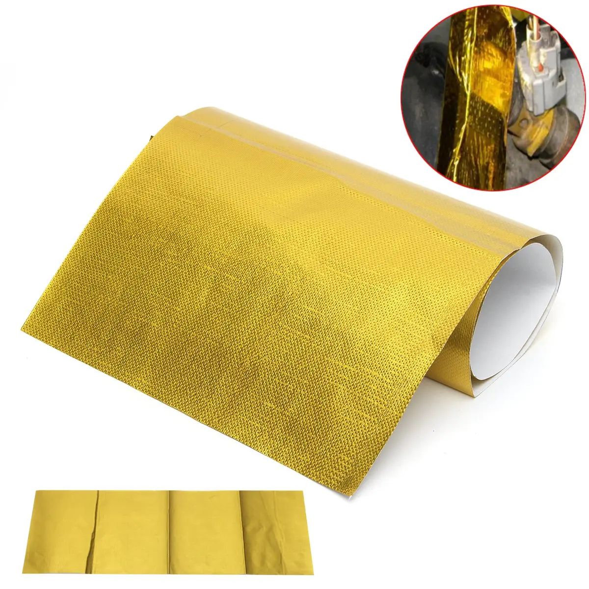 Buy 20x60cm Self Adhesive Reflective Gold High Temperature Exhaust Heat Shield