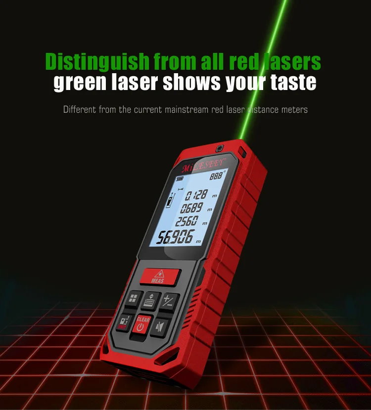 Mileseey S2 100M Green Laser Rangefinder Digital Laser Distance Meter