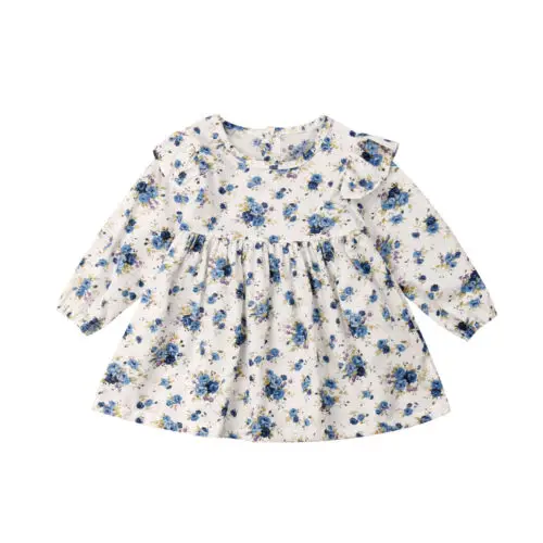 

2-3Y Newborn Kid Baby Girl Clothes Flower Party Dresses Spring Clothing Long Sleeve Mini Loose Dress Cute