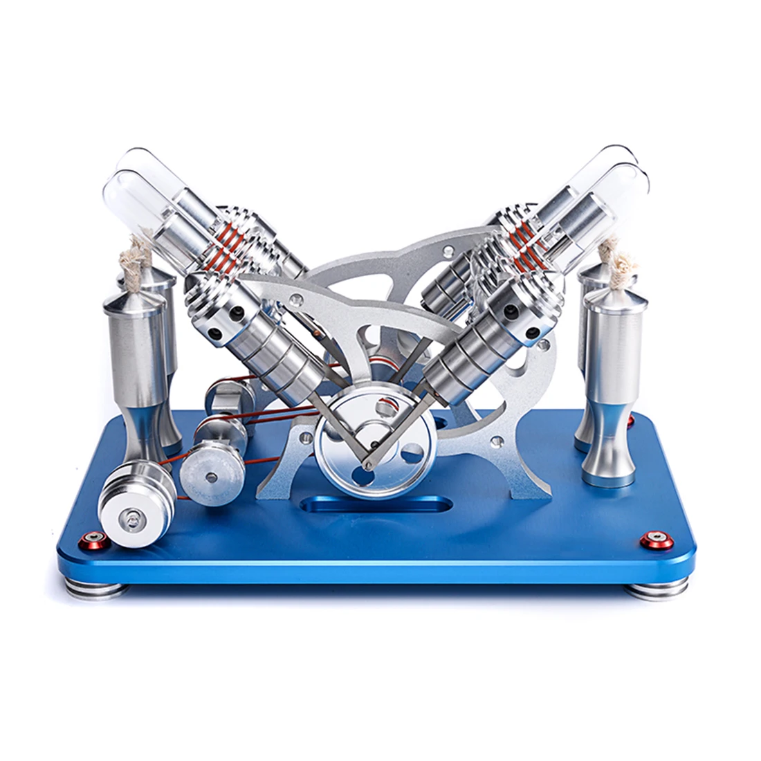

Metal Bootable V4 4-Cylinder Parallel Stirling Engine Model Micro External Combustion Engine Model Educational Toy Gift For Kids