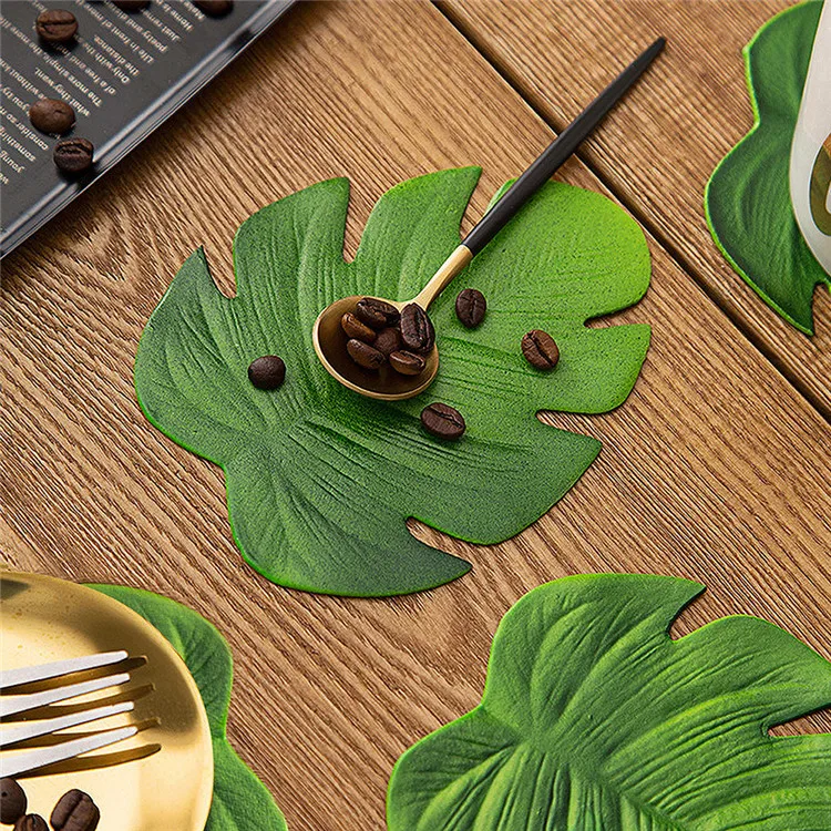 

48PCS Kitchen Placemat Leaves Dining Table Mat Disc Pads Bowl Pad Coasters Waterproof Table Decor Cloth Pad Slip-Resistant Pad