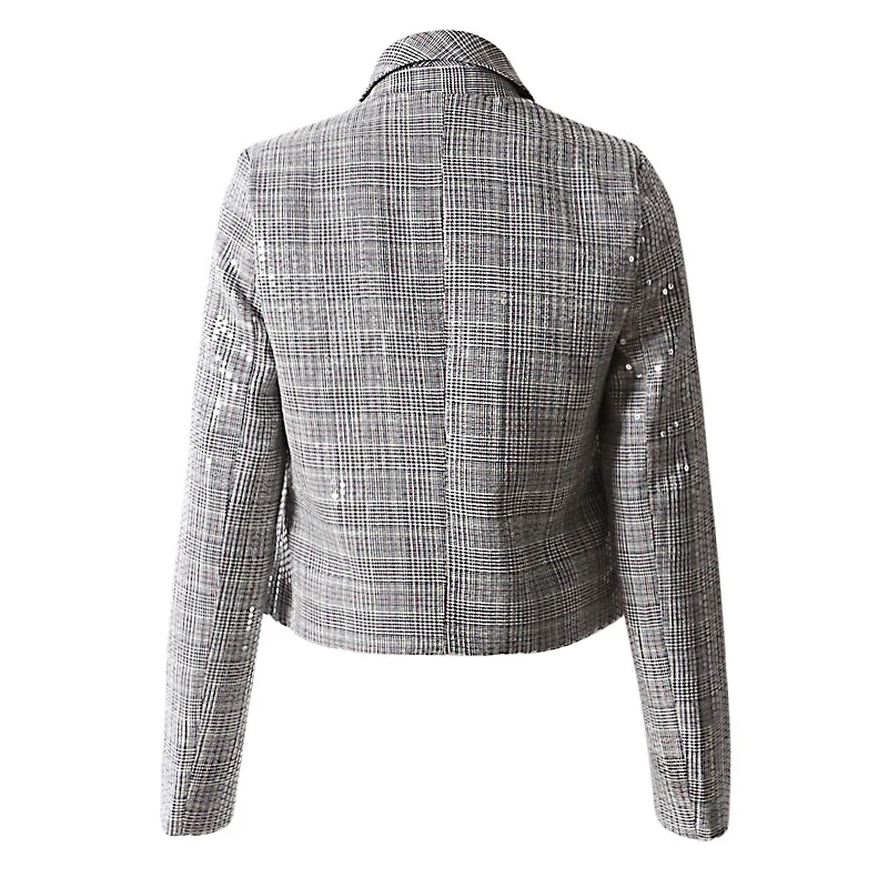 eam Jl994 Plaid Transparent Nouveau Loose 2019 Gris Veste Manches Longues Hiver Printemps Coat Lâche De Manteau Marée Femmes Mode Revers Brillant U8Uwzx