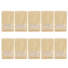 50 шт крафт-бумага Самостоятельная стоячая сумка мешок скраб Ziplock мешок влагостойкий на молнии чай герметичный мешок с окном(14x6x24 см