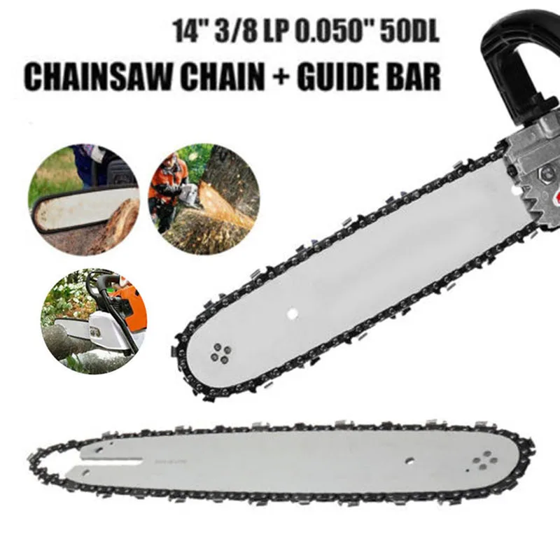 Steel Chainsaw Guide Bar+3/8 LP 50DL Saw Chain fits for Stihl MS170 180 250 230 MS181 MS190 MS191T MS192T MS200 MS200T MS210