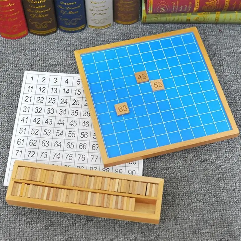 

Montessori Mathematics Educational Wooden Teaching Toys 1-100 Number Table Multiplication Table for Early Education Children Toy