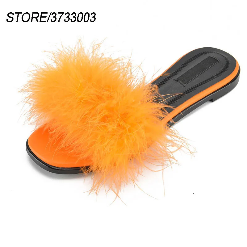 Diapositives Noir D'été Vacances Nude Flops Plus Flip Tongs Flops Cheveux Doux Plage nude À Taille black black Plat Grande Fourrure orange Femmes La orange Orange Nouvelle Flops De Pantoufles qaXTAq