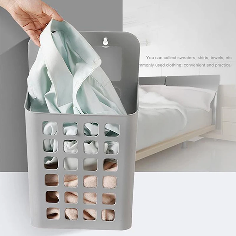 

Hanging Storage Basket Big Laundry Cuboid Wall Mount Storage Home Basket Modern PP