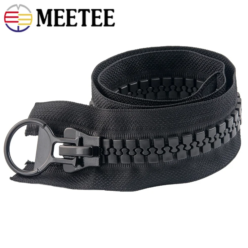 Meetee 20 60/75/80/100/150/200CM Extra Large Resin Zipper White&black Open end for Down Jacket