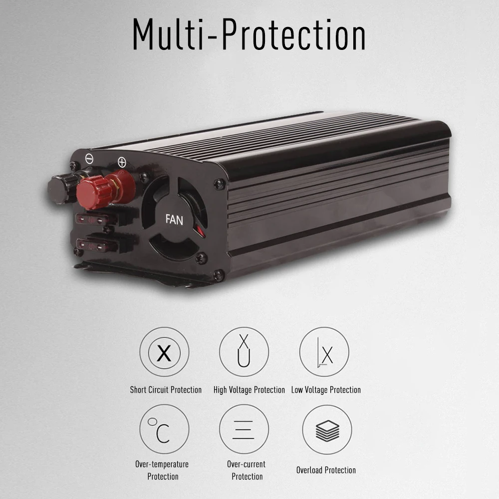 

2018 2000W Car Power Inverter Solar Power Inverter DC 12V to AC 110V Modified Sine Wave Converter with Dual USB Interface
