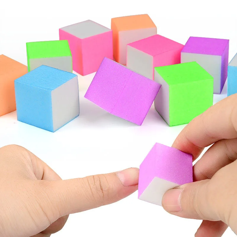 

20Pcs Neon Mini Nail File Block Professional Nail Art Tools Sanding Files Buffer Sponge Colorful Washable File (Random Color)