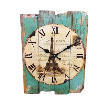 

1 Pc Battery Operated Decorative Worn Square Roman Numeral Rustic Wall Clock for Kitchen Living Room Bedroom