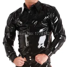 Мужская Черная латексная рубашка Топ латексный костюм на заказ