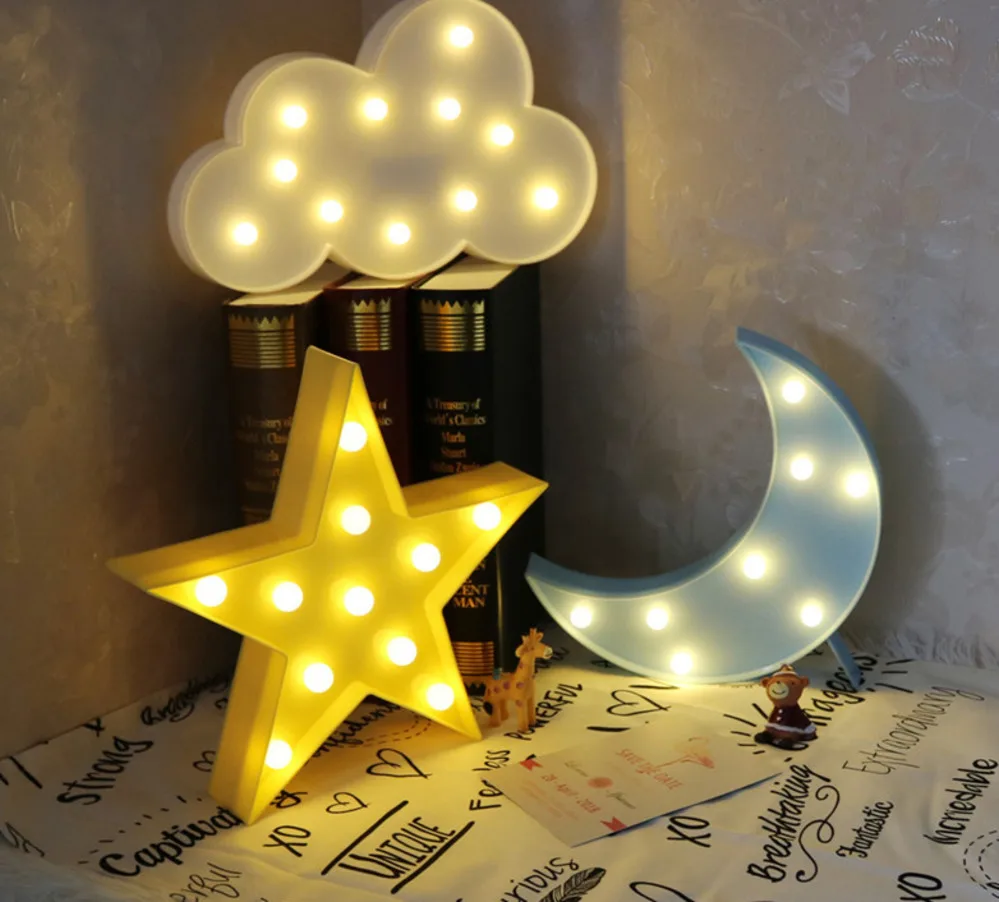 

3d Star Moon Cloud Night Light Children Cute Lovely Led Light Toy Gift Marquee Sign For Bedroom Study Living Room Decor