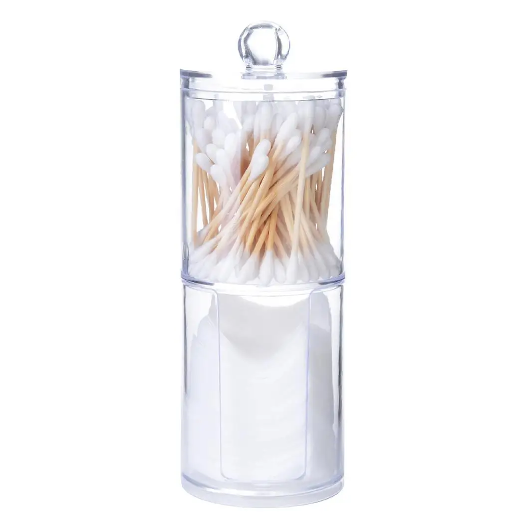 Transparent Dual Layer Cylinder Cotton Swab Storage Box Makeup Organizer Case | Дом и сад