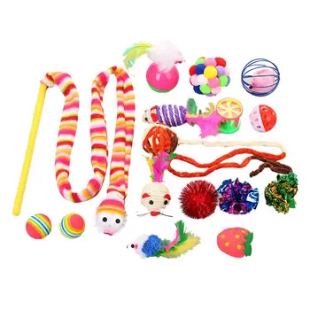 

16pcs Pet Cat Toy Set Cat Teaser Colorful Ball Sisal Feather Mice Shape Pet Kitten Dog Cat Interactive Toys Play Supplies