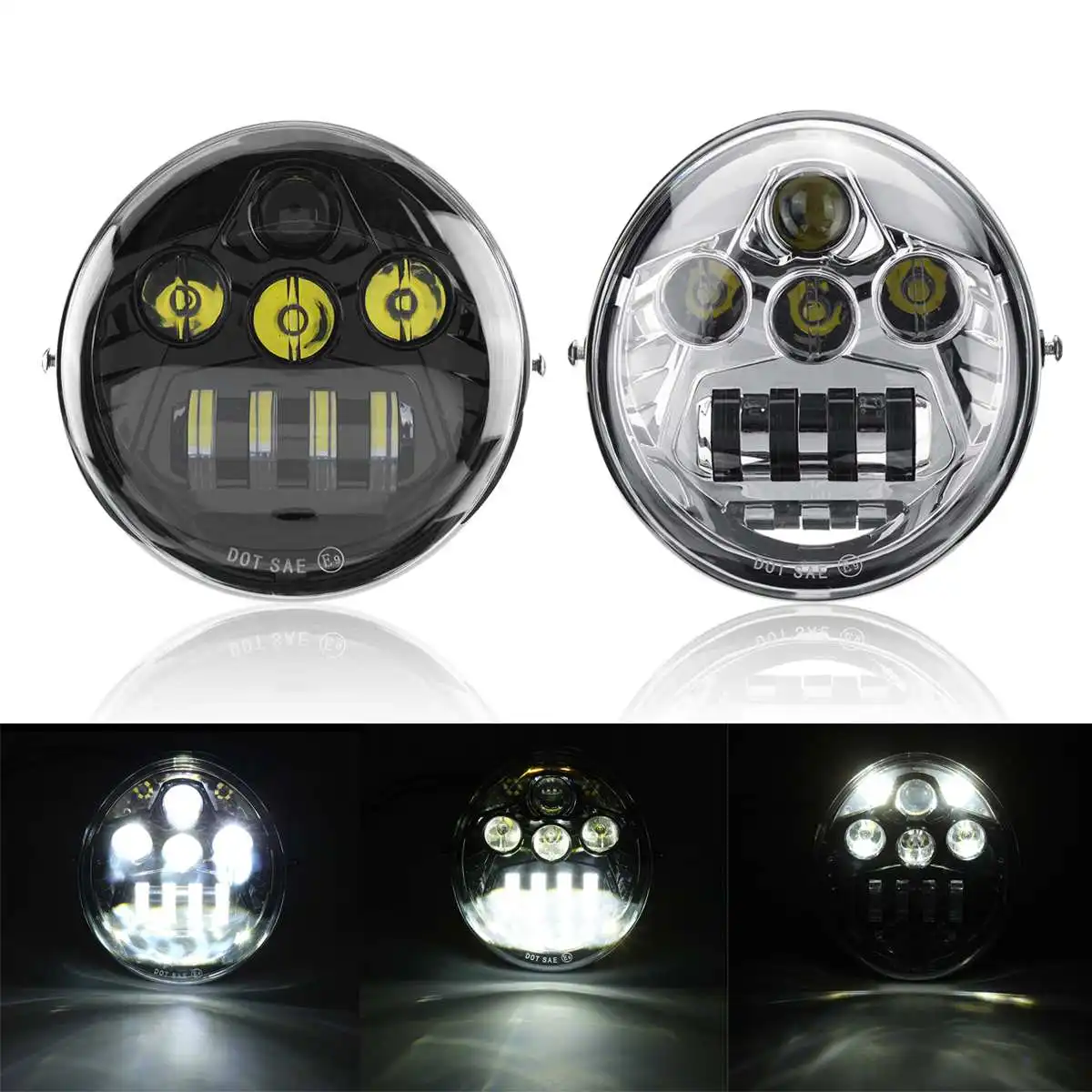 

Motorcycle E9 DOT 60W Oval LED DRL Headlight Headlight With Bulbs For Harley Davidson VROD VRSC V-Rod