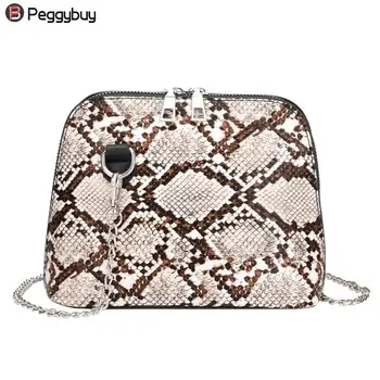 

Snake Print Leather Chain Shell Shoulder Bag Fashion Women PU Leather Crossbody Bags Bolsa Feminina