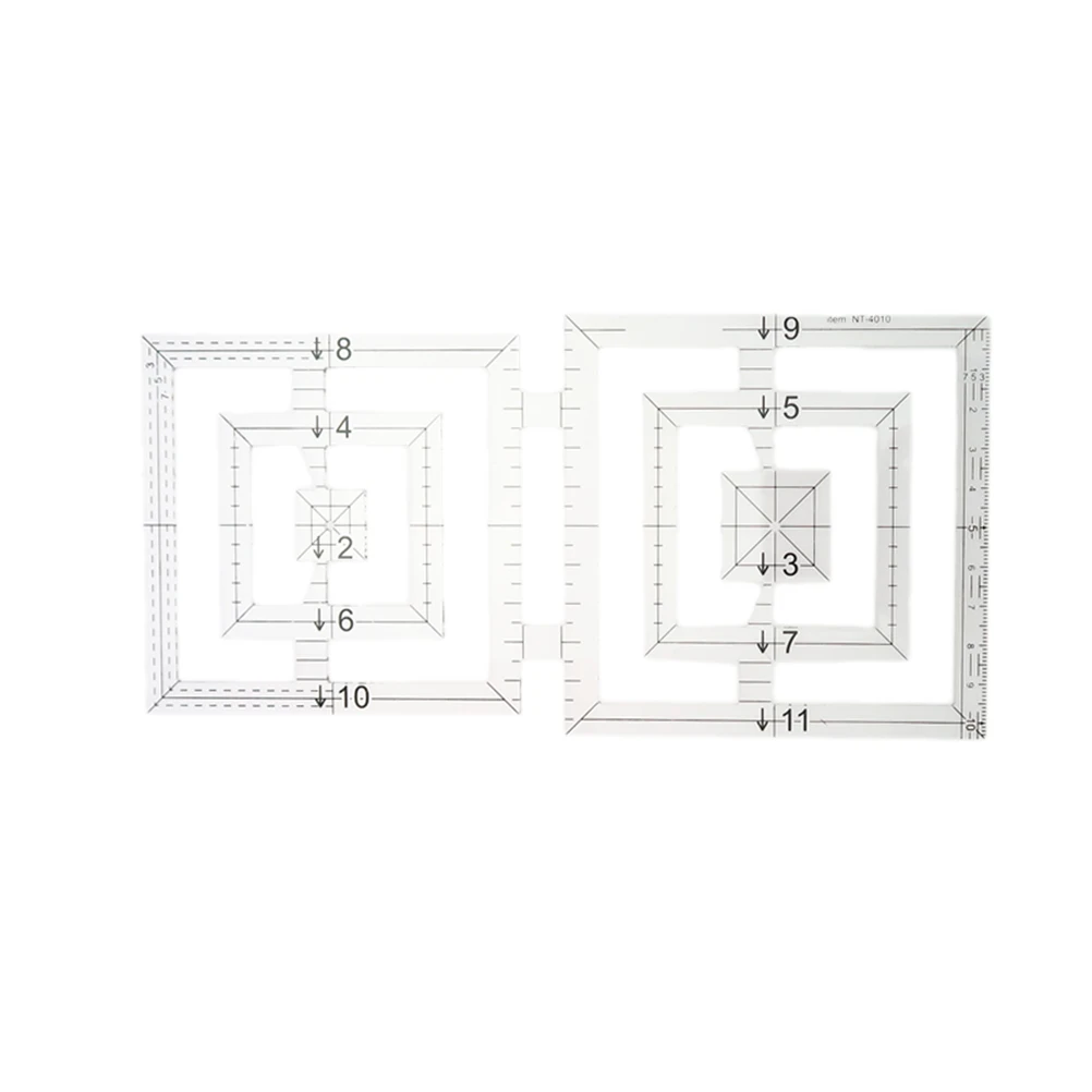 

Patchwork Ruler Transparent Acrylic Double Square Template Ruler Sewing Tool Twin Ruler for Cutting Quilting Drawing Sewing