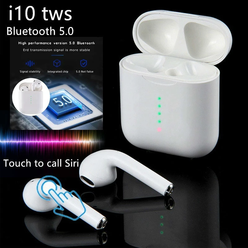

Top Quality Wireless Charging I10 Tws Bluetooth 5.0 Earbuds Touch Control Noise Cancelling Headphone Earphones For Smart Phone