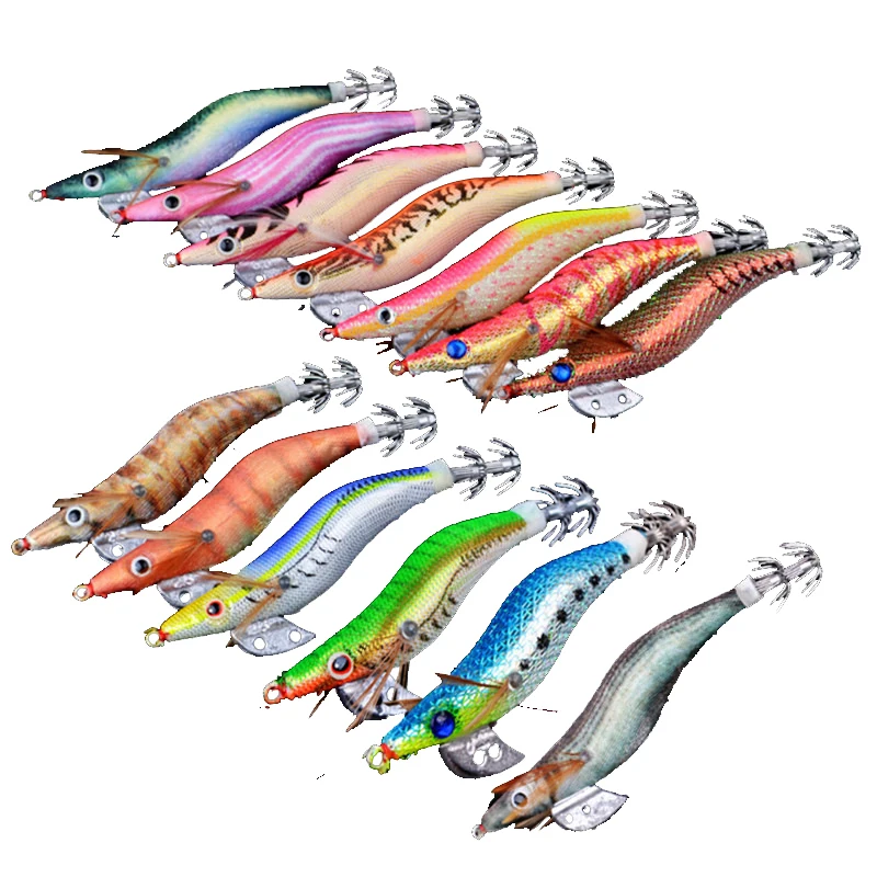 

Bobing 1pc Boxed Wood Shrimp Fishing Lure Baits Squid Jigs Luminous Octupus Lures Artificial Lifelike Night Fishing Tackle Tools