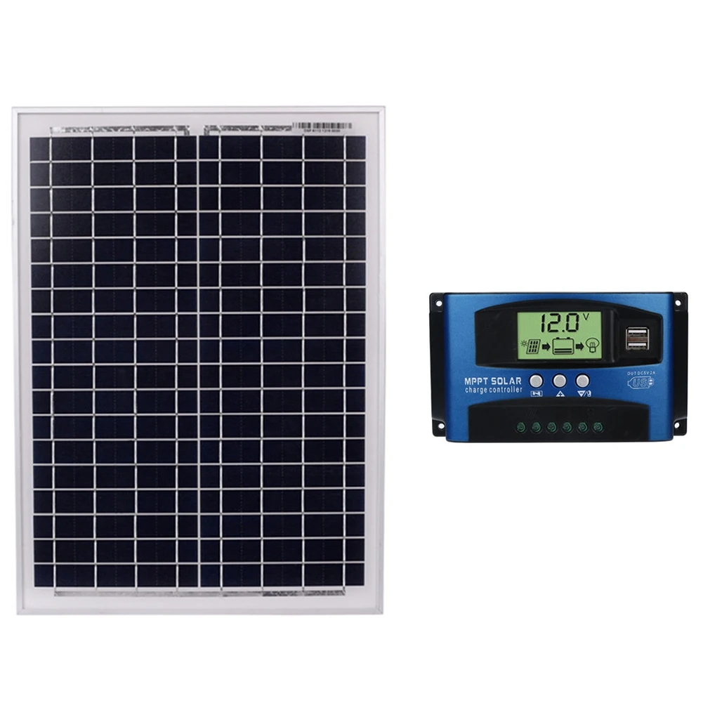

18V20W Black Solar Panels 12V/24V Solar Controller With Usb Interface Battery Travel Power Supply