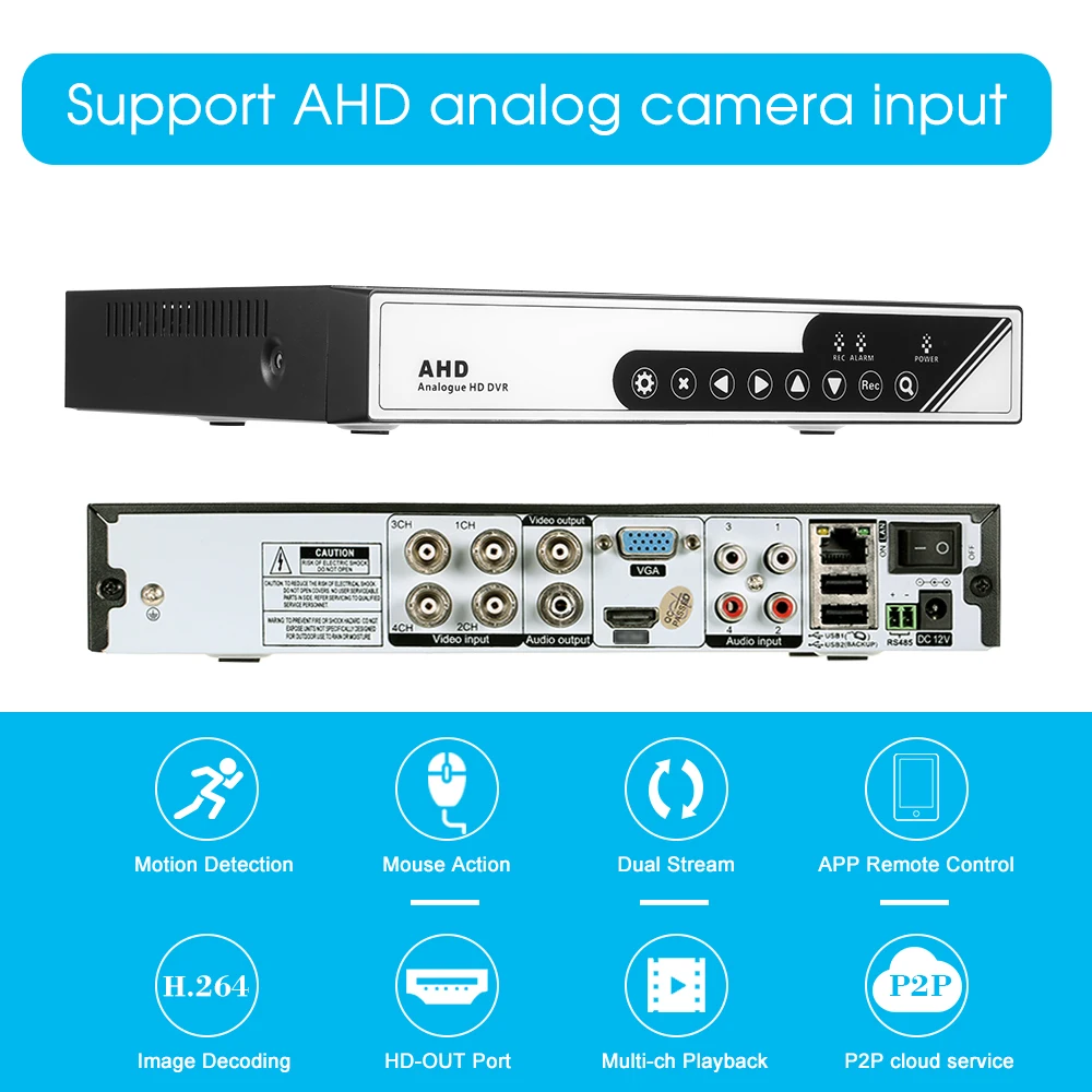 

4CH Channel 720P DVR Digital Video Recorder Support Plug and Play Phone APP View Motion Detection Surveillance System