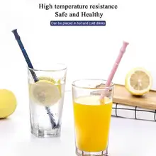 Многоразовое хранение, силикон, питьевая солома с чистящей щеткой, инструменты для напитков, силиконовая соломинка для домашнего бара, аксессуары для напитков